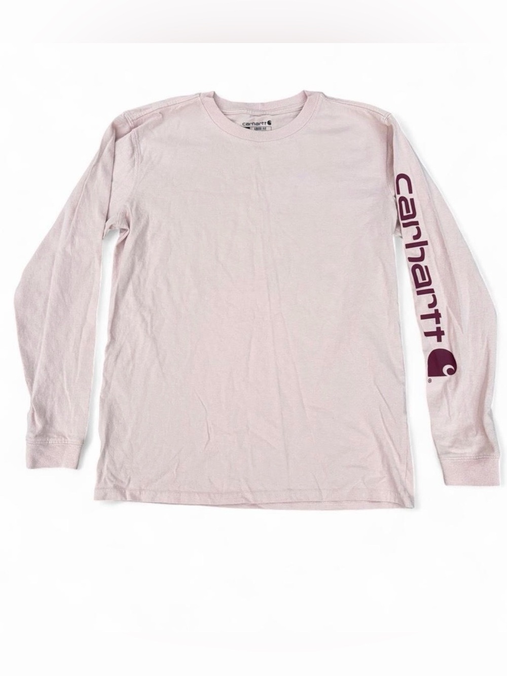 Carhartt Women's Sz. S Loose Fit Heavyweight Long Sleeve Logo T-Shirt- Ash Rose